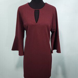 Express Burgundy Lined Midi Dress with Bell Sleeves Large nwt
Lot K